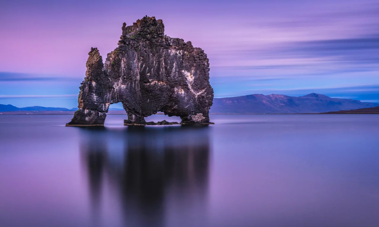 горы, арка, горизонт, море, скала