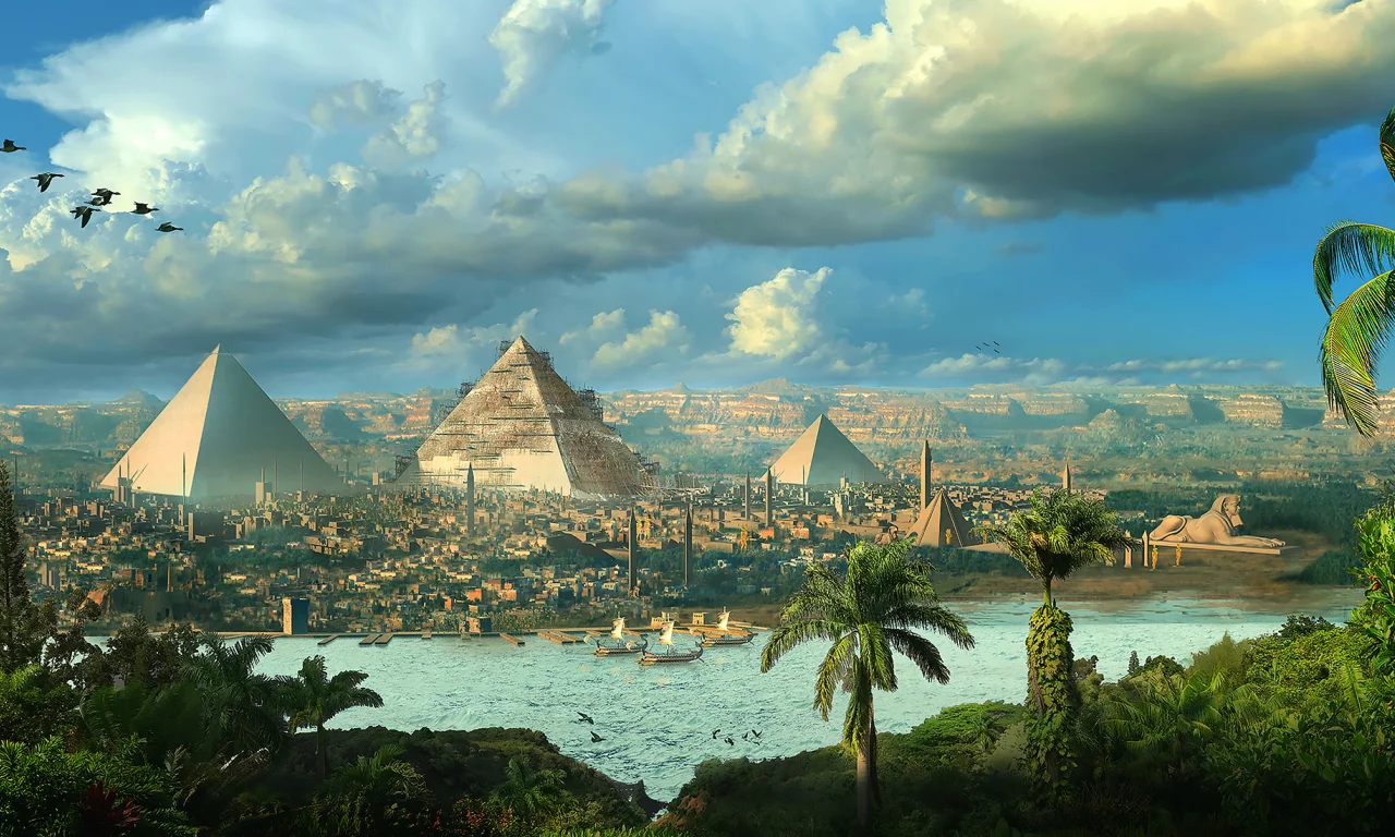 египт, постройка, пирамиды, egypt, pyramid, building, matte, front, panorama, past, sky, up, see, sun, summer, sky, nice, wide