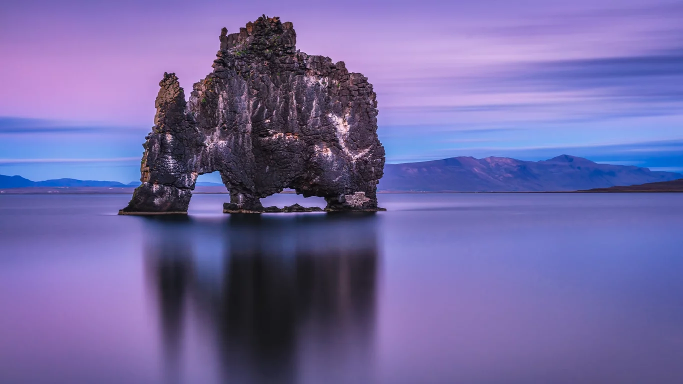 горы, арка, горизонт, море, скала