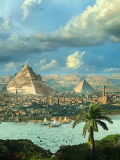 египт, постройка, пирамиды, egypt, pyramid, building, matte, front, panorama, past, sky, up, see, sun, summer, sky, nice, wide