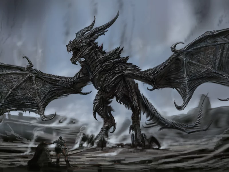 monster, wings, man, dragon, fang