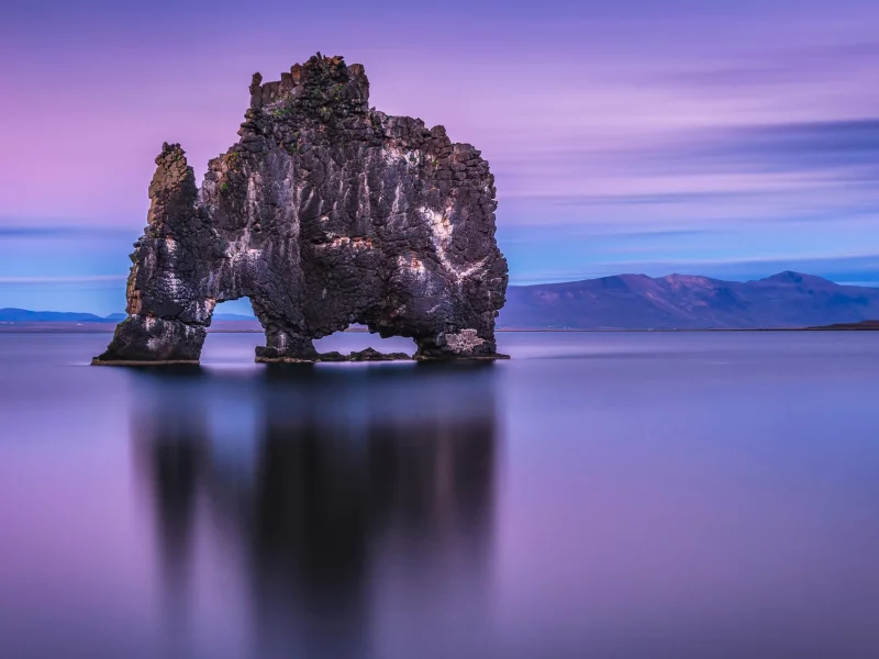 горы, арка, горизонт, море, скала