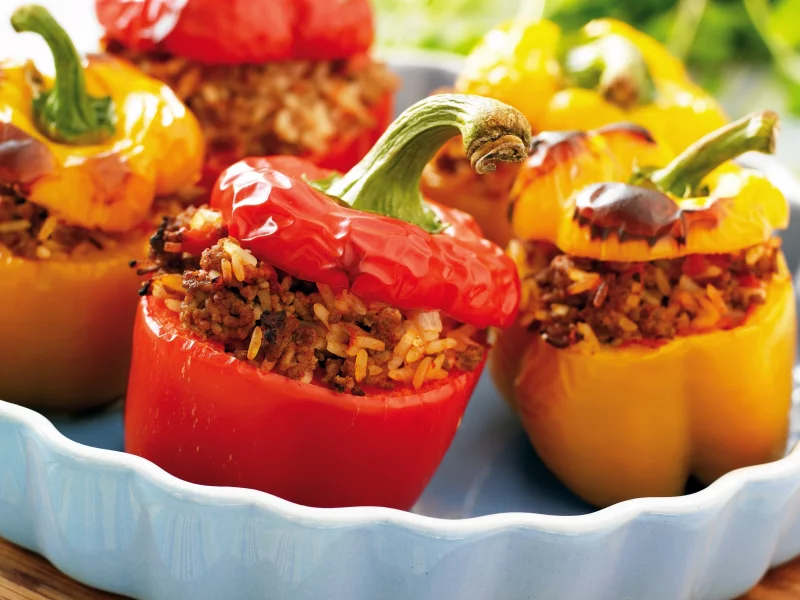 pepper, начинка, мясо, рис, eat, перец, vegetables