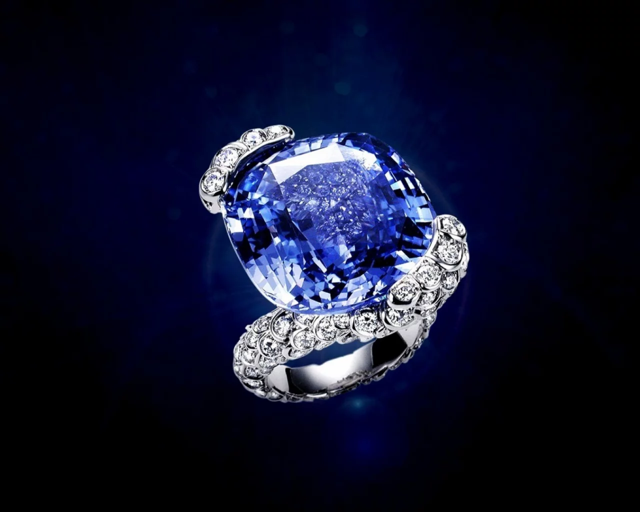 украшение, кольцо, diamond, камень, синий, сапфир
