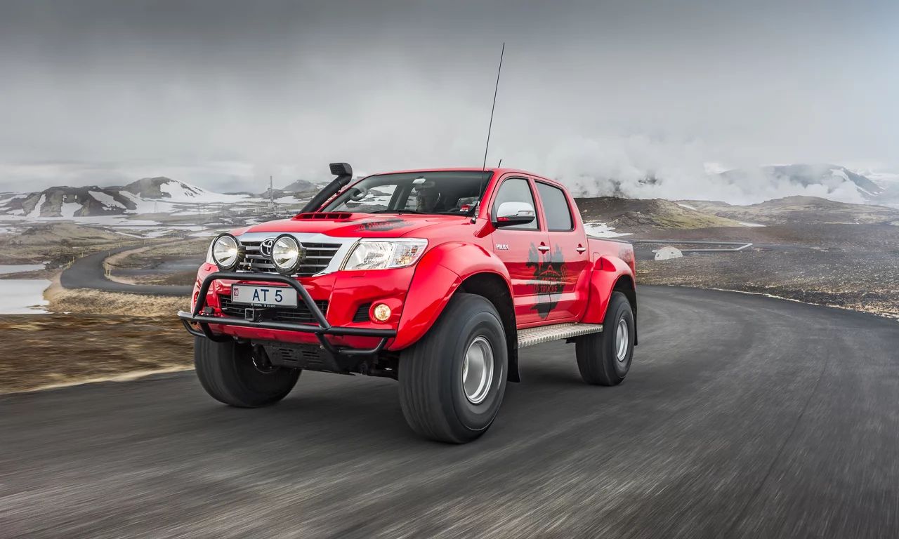автомобиль, тойота, арктическая, car, toyota, hilux, arctic, trucks, spez, suv, three, quarter, modern, power, mod, car, pickup, sun, sky, summer, see, indusrial, front, red, nice, wide