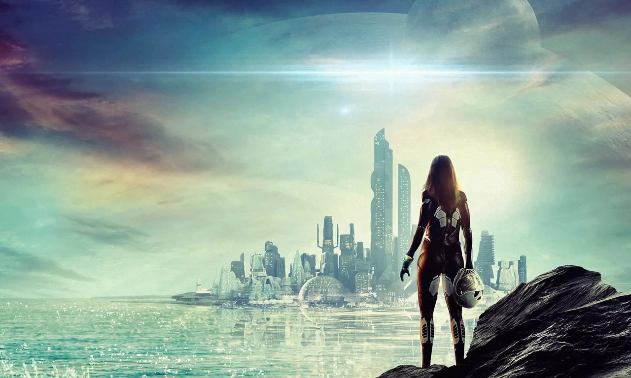 город, космос, девушка, city, future, girl, pilot, planet, alien, sea, home, second, robot, android, girl, boy, aluren, space, nice, sun, sky, stars, solar, south, wide