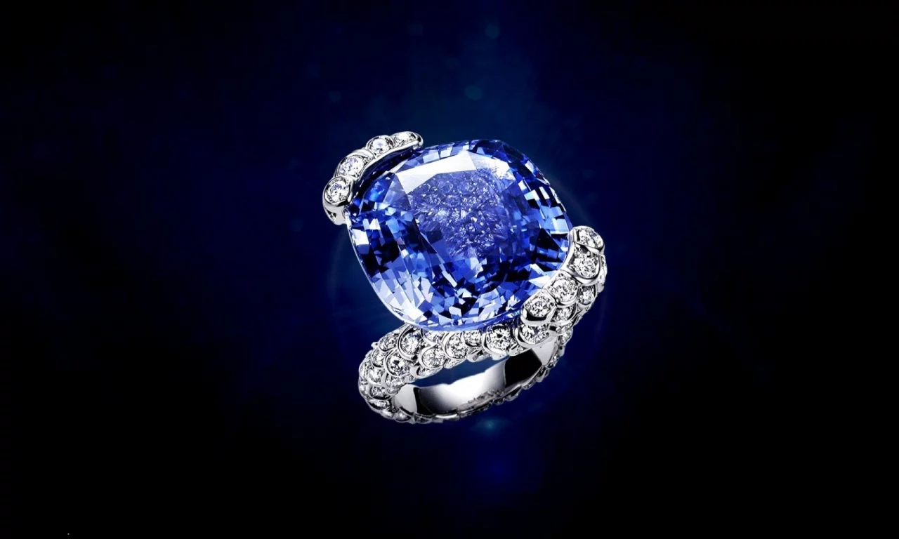 украшение, кольцо, diamond, камень, синий, сапфир