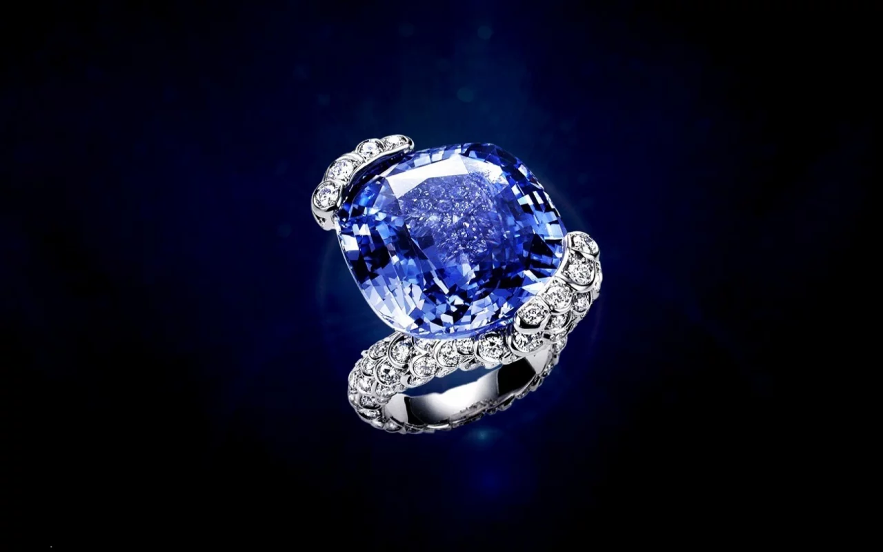 украшение, кольцо, diamond, камень, синий, сапфир