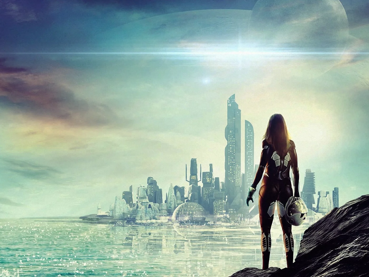 город, космос, девушка, city, future, girl, pilot, planet, alien, sea, home, second, robot, android, girl, boy, aluren, space, nice, sun, sky, stars, solar, south, wide
