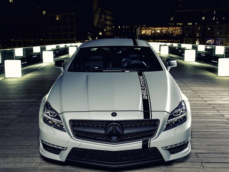 mercedes, cls, amg, мерседес, фон, белый, ночь