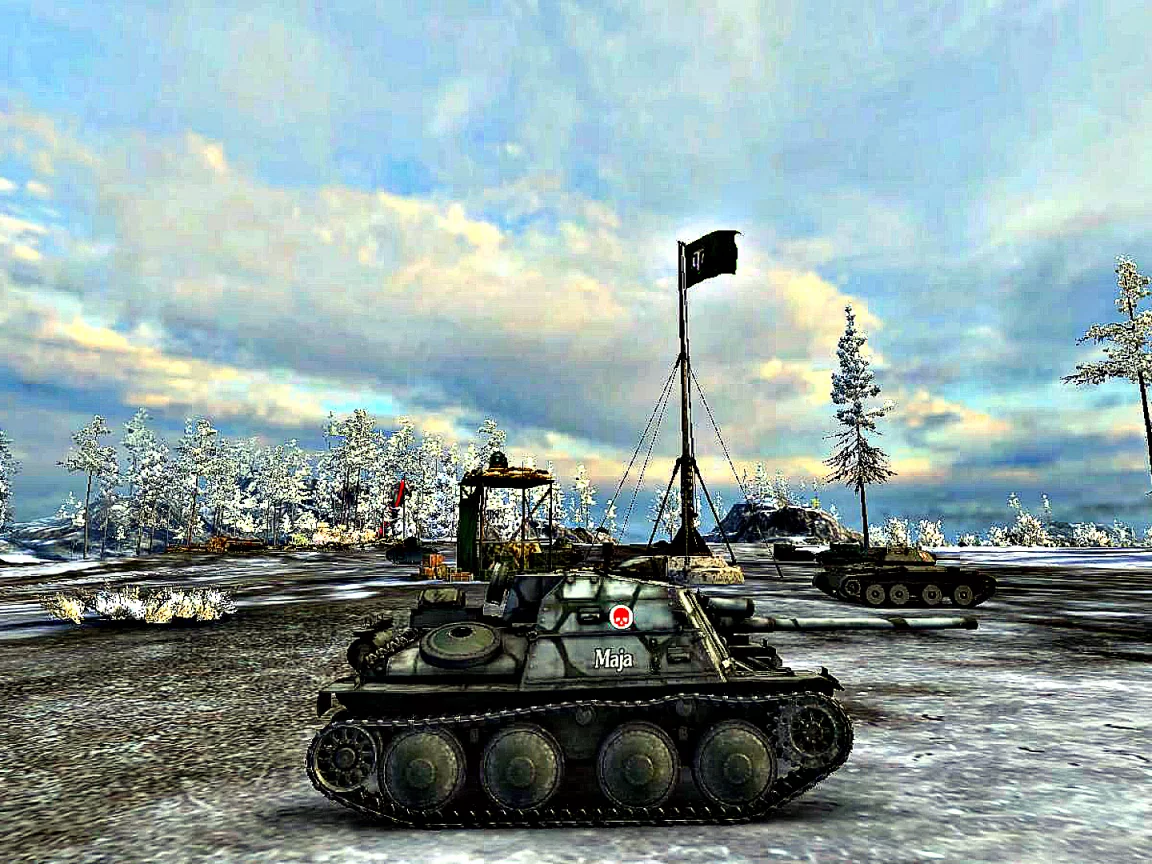 world of tanks, птсау, sav m 43, вид сбоку, зимний камуфляж