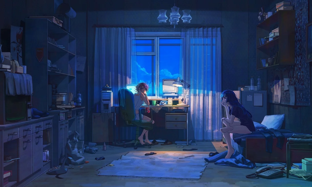 девушка, девушки, комната, girl, girls, dress, color, room, dark, art, book, tv, pc, ausines, see, sun, nice, smile, wide