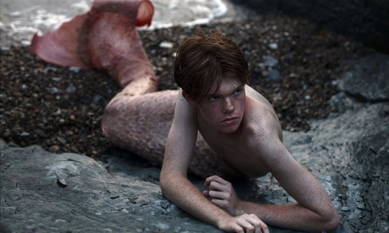 fantasy, берег, русал, парень, conceptual portrait, merman, море
