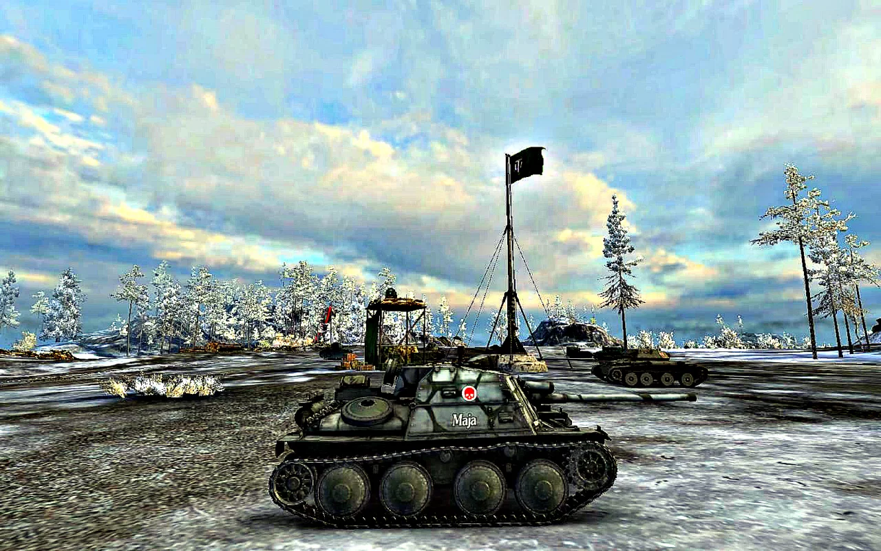 world of tanks, птсау, sav m 43, вид сбоку, зимний камуфляж