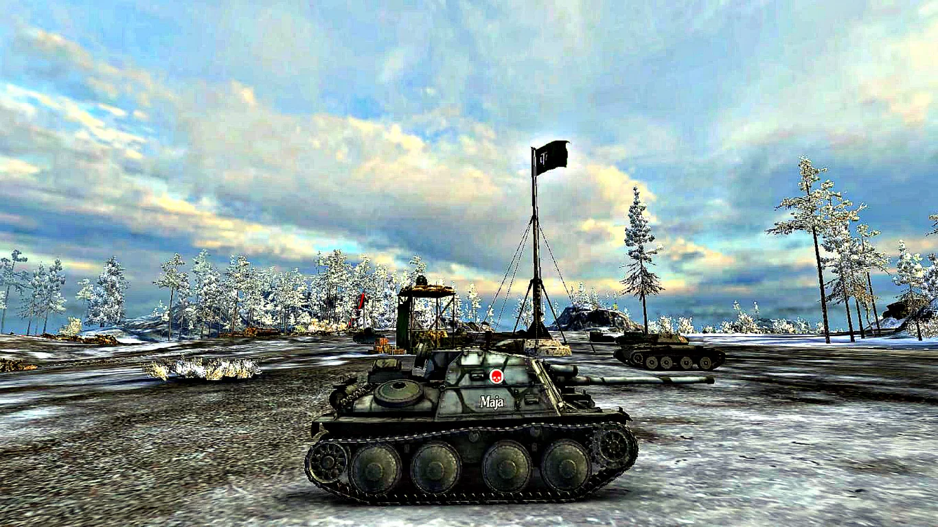 world of tanks, птсау, sav m 43, вид сбоку, зимний камуфляж