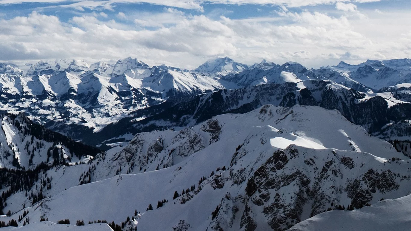 горы, долина, альпы, панорама, mountains, valley, alps, winter, ice, panorama, panoramic, see, light, up, sky, nice, wide