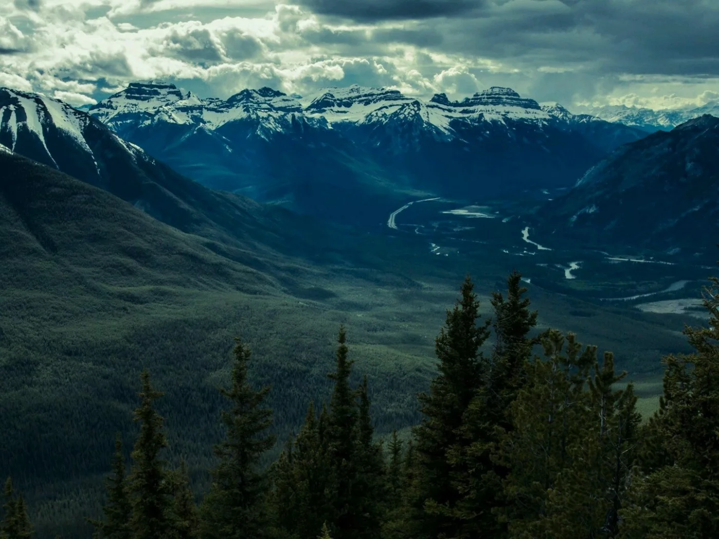 горы, долина, панорама, mountains, valley, forest, panorama, panoramic, see, dark, up, sky, nice, wide