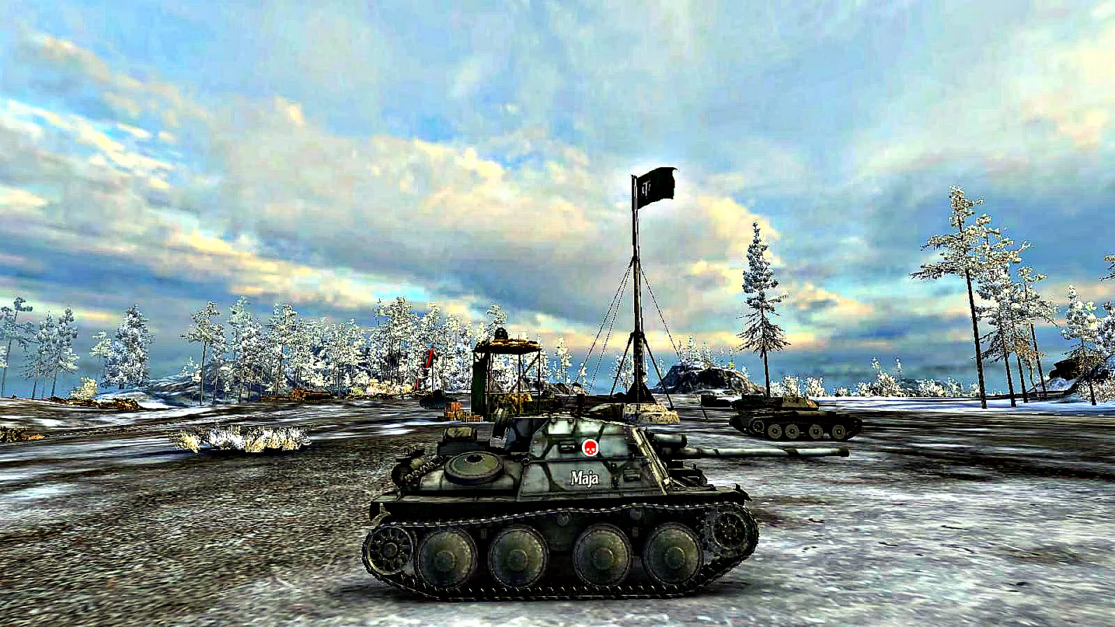 world of tanks, птсау, sav m 43, вид сбоку, зимний камуфляж