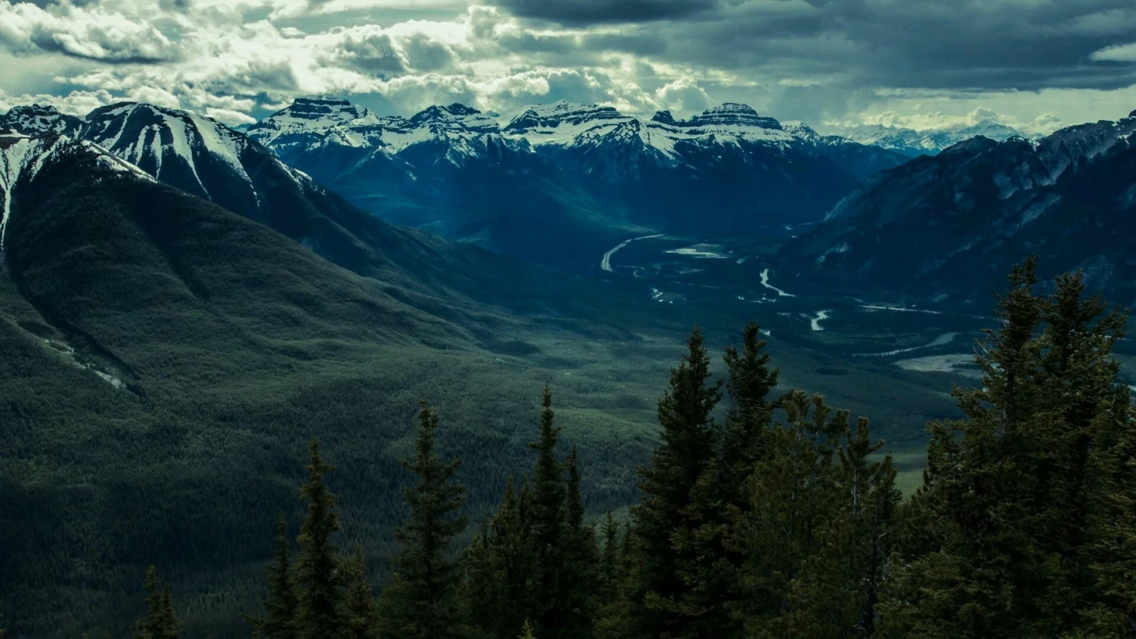 горы, долина, панорама, mountains, valley, forest, panorama, panoramic, see, dark, up, sky, nice, wide