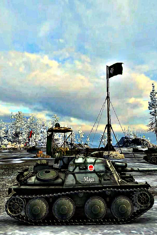 world of tanks, птсау, sav m 43, вид сбоку, зимний камуфляж