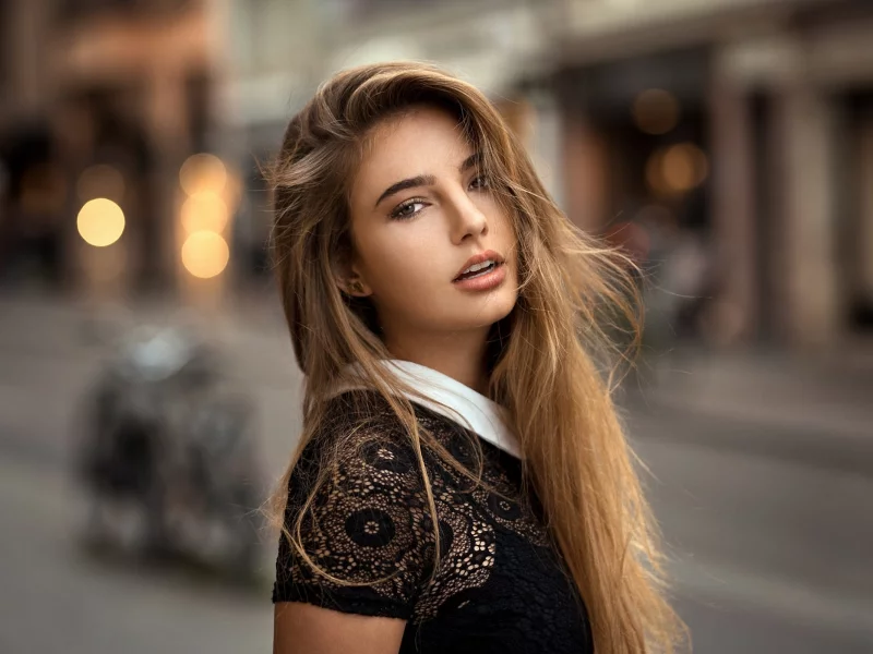 девушка, белье, красотка, портрет, крупно, лицо, взгляд