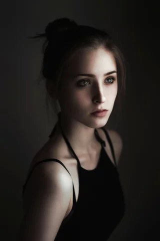 девушка, белье, красотка, портрет, крупно, лицо, взгляд