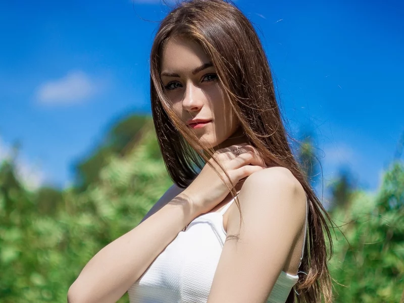 девушка, белье, красотка, портрет, крупно, лицо, взгляд