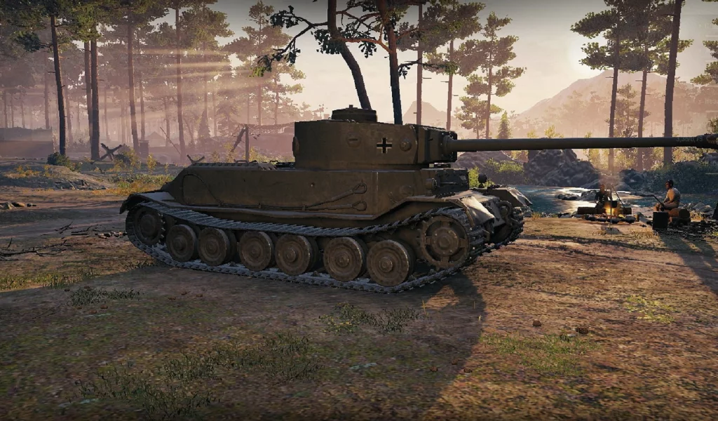игра, арт, world of tanks, танк, немецкий, tiger p, рассвет, солдаты, wargaming net