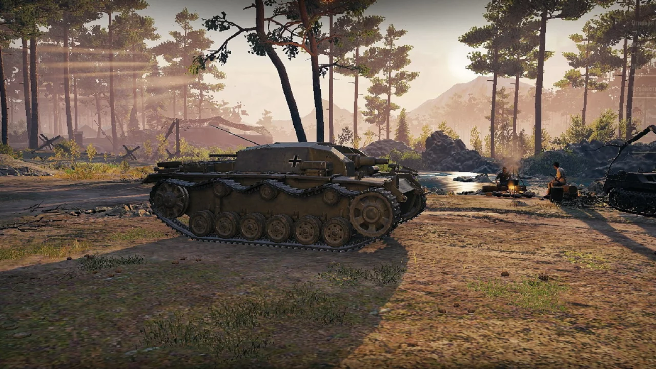 игра, арт, world of tanks, танк, немецкий, stug iii ausf b, рассвет, солдаты, wargaming net