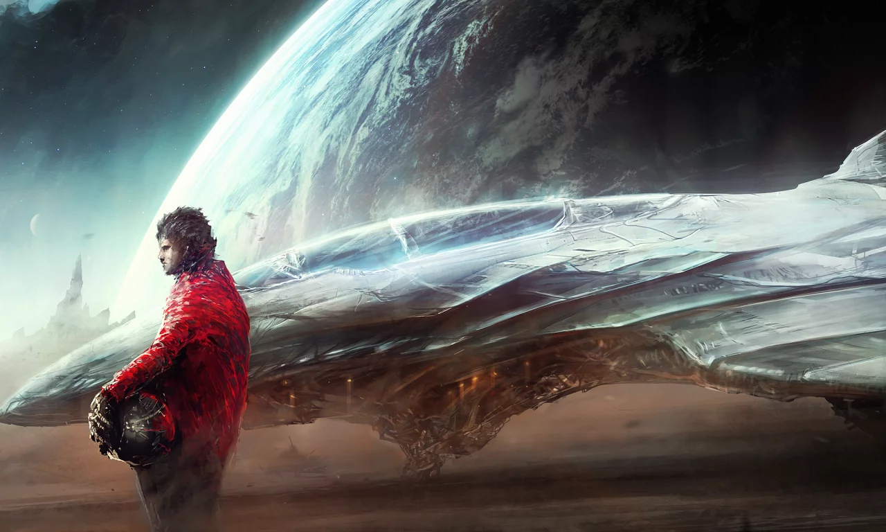 art, stars, away, helmet, mood, thoughtful, spaceship, planet, artwork, space, astronaut, space suit, thinking