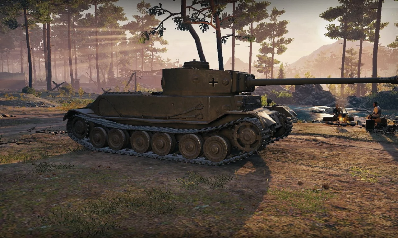 игра, арт, world of tanks, танк, немецкий, tiger p, рассвет, солдаты, wargaming net