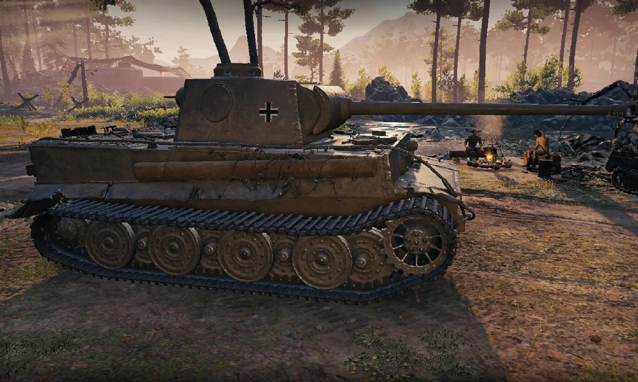 игра, арт, world of tanks, танк, немецкий, tiger 1, рассвет, солдаты, wargaming net