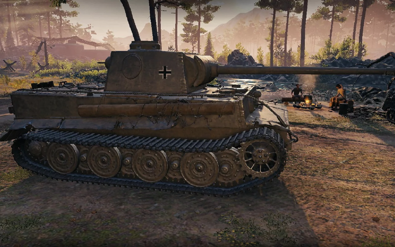 игра, арт, world of tanks, танк, немецкий, tiger 1, рассвет, солдаты, wargaming net