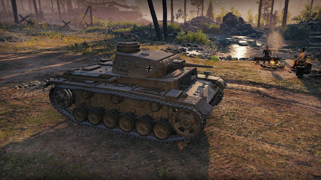 Игра, World of Tanks, танк немецкий, Pz.Kpfw. III Ausf. J, рассвет, солдаты