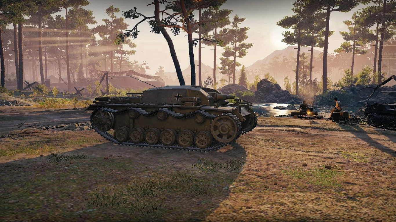 игра, арт, world of tanks, танк, немецкий, stug iii ausf b, рассвет, солдаты, wargaming net