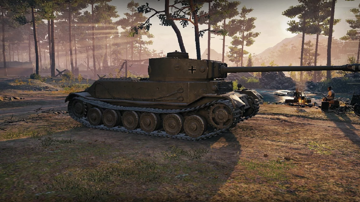 игра, арт, world of tanks, танк, немецкий, tiger p, рассвет, солдаты, wargaming net