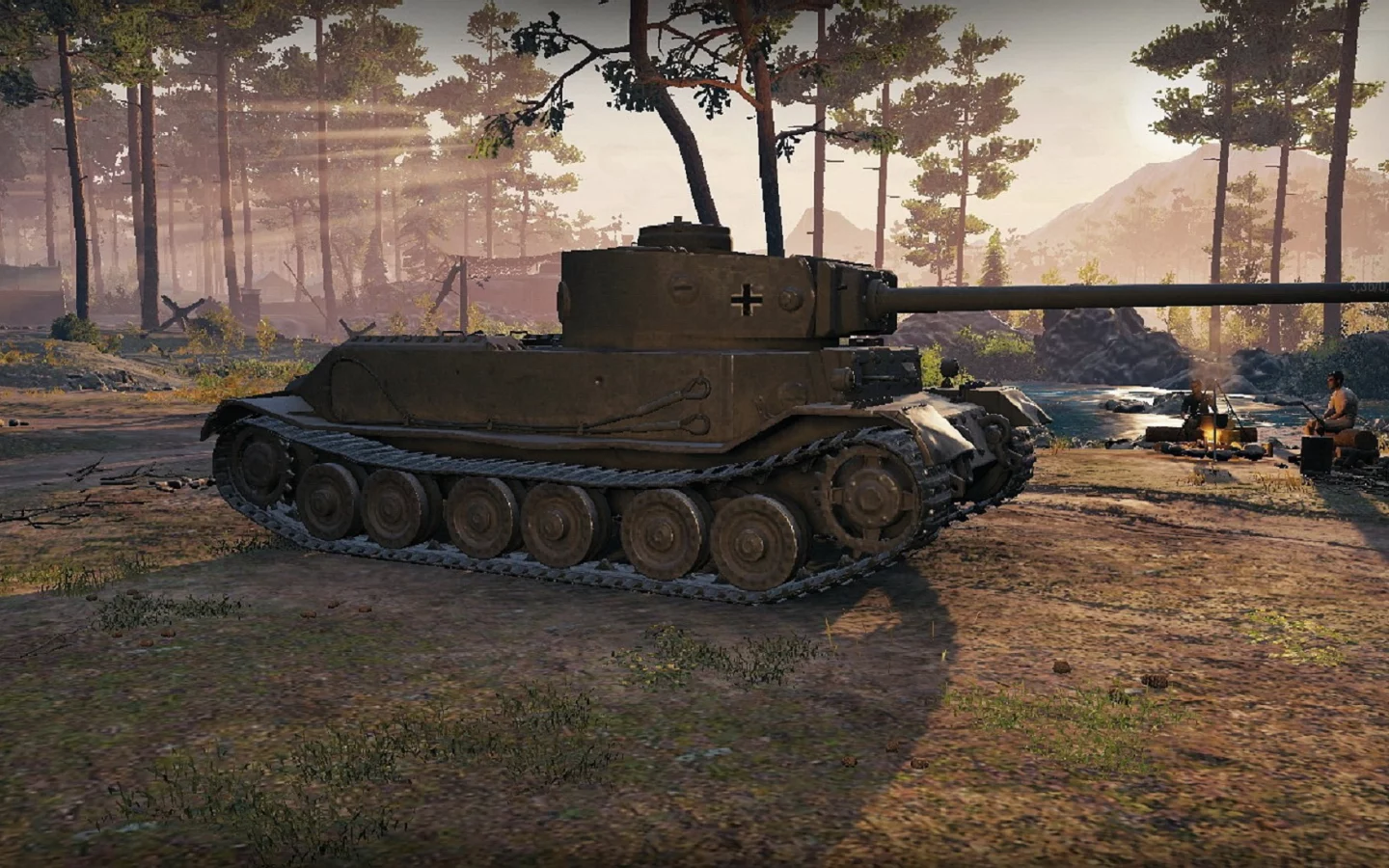 игра, арт, world of tanks, танк, немецкий, tiger p, рассвет, солдаты, wargaming net