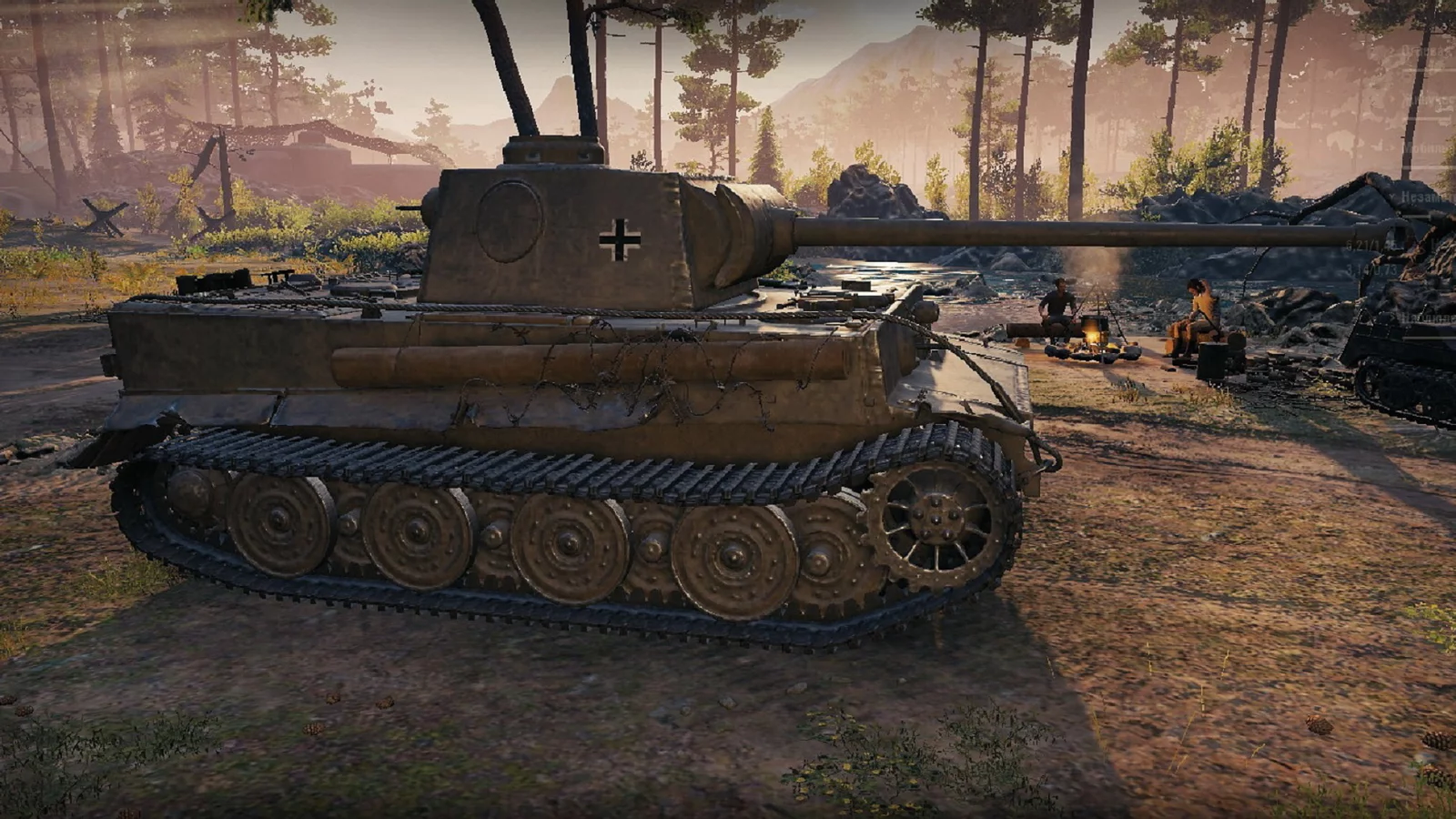 игра, арт, world of tanks, танк, немецкий, tiger 1, рассвет, солдаты, wargaming net