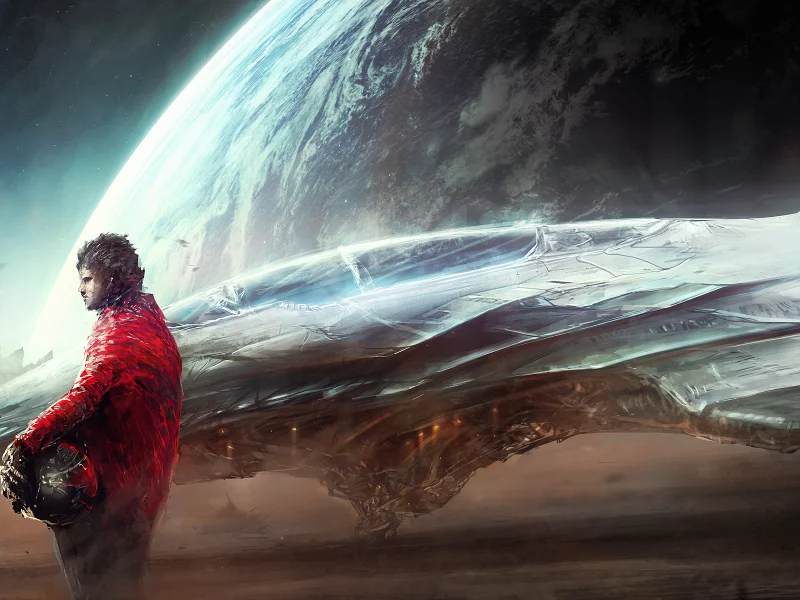 art, stars, away, helmet, mood, thoughtful, spaceship, planet, artwork, space, astronaut, space suit, thinking