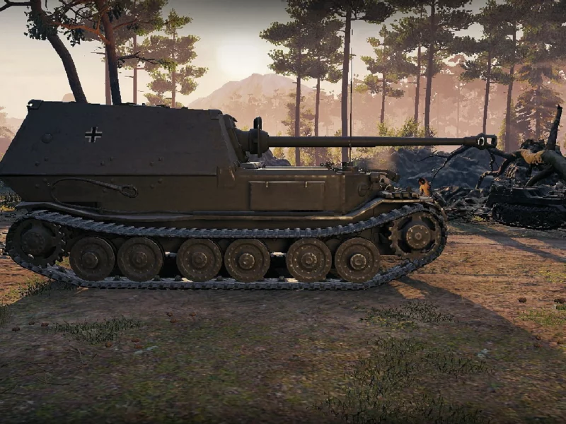 игра, арт, world of tanks, танк, немецкий, ferdinand, рассвет, солдаты, wargaming net