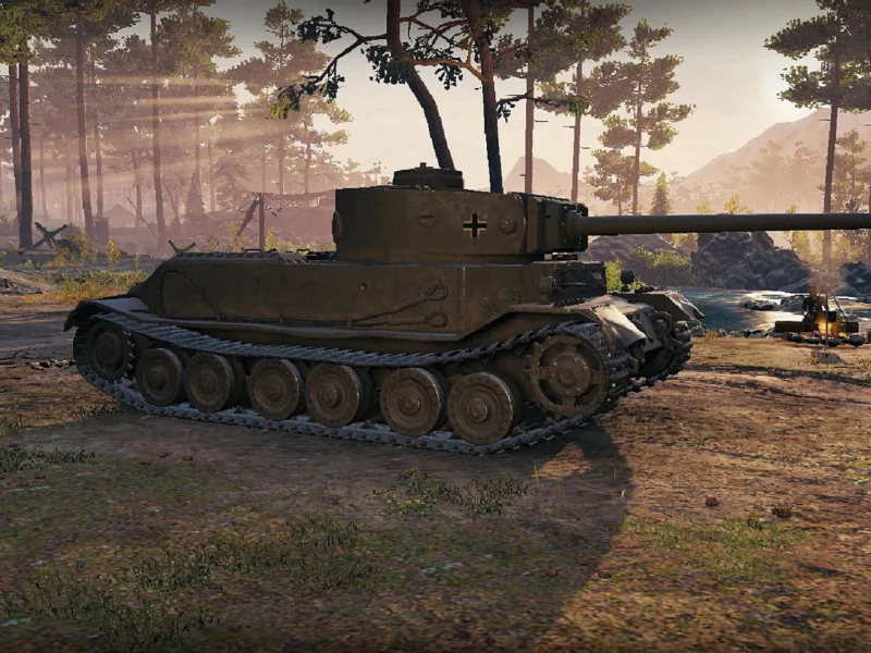 игра, арт, world of tanks, танк, немецкий, tiger p, рассвет, солдаты, wargaming net