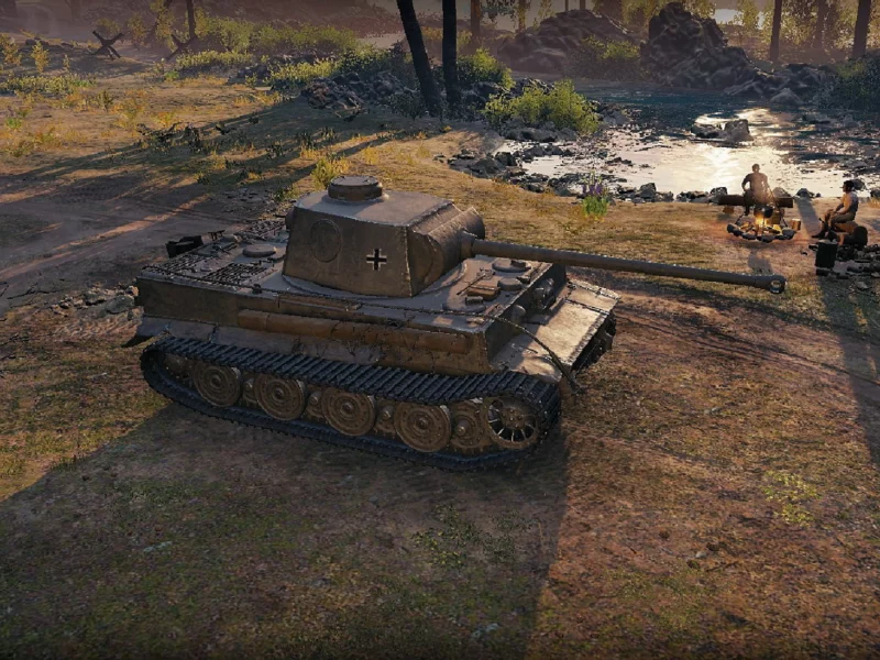 игра, арт, world of tanks, танк, немецкий, tiger 1, рассвет, солдаты, wargaming net