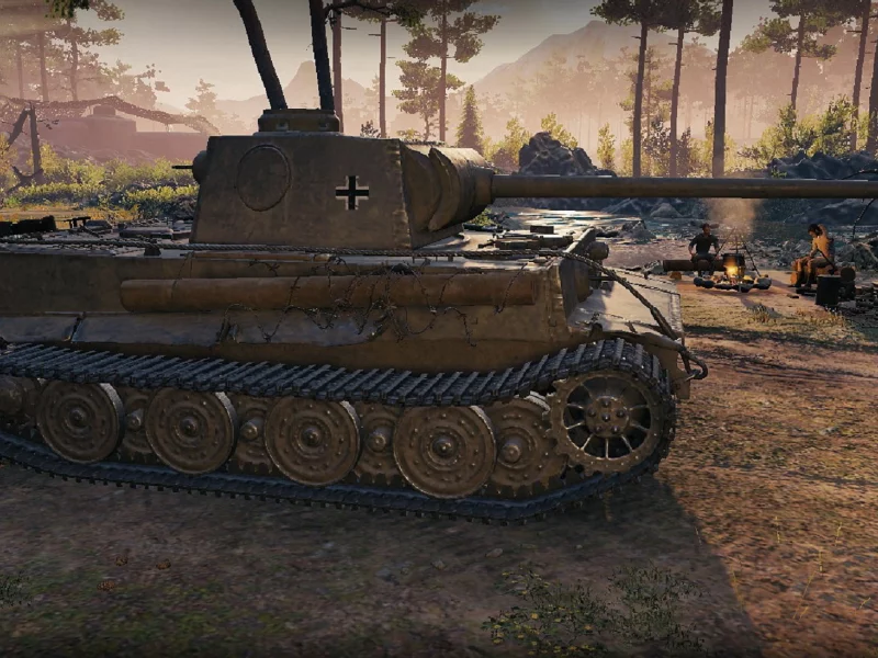 игра, арт, world of tanks, танк, немецкий, tiger 1, рассвет, солдаты, wargaming net