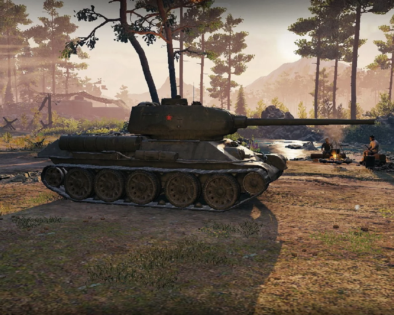 игра, арт, world of tanks, танк, ссср, т 34 85м, рассвет, солдаты, wargaming net