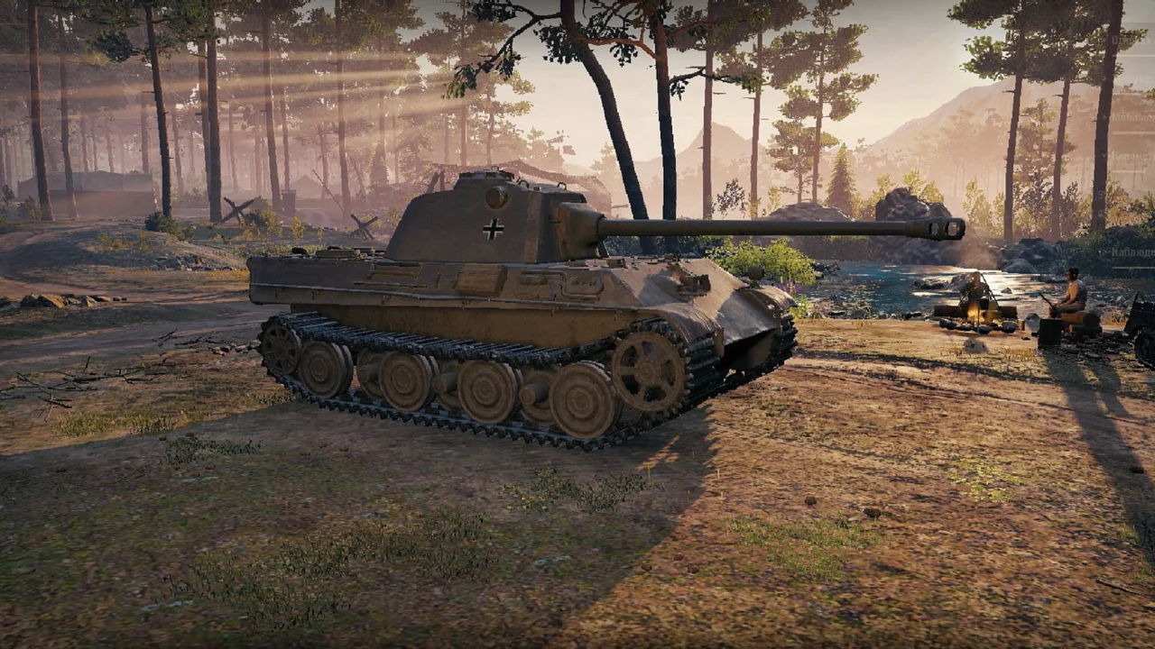 игра, арт, world of tanks, танк, немецкий, panther ii, рассвет, солдаты, wargaming net