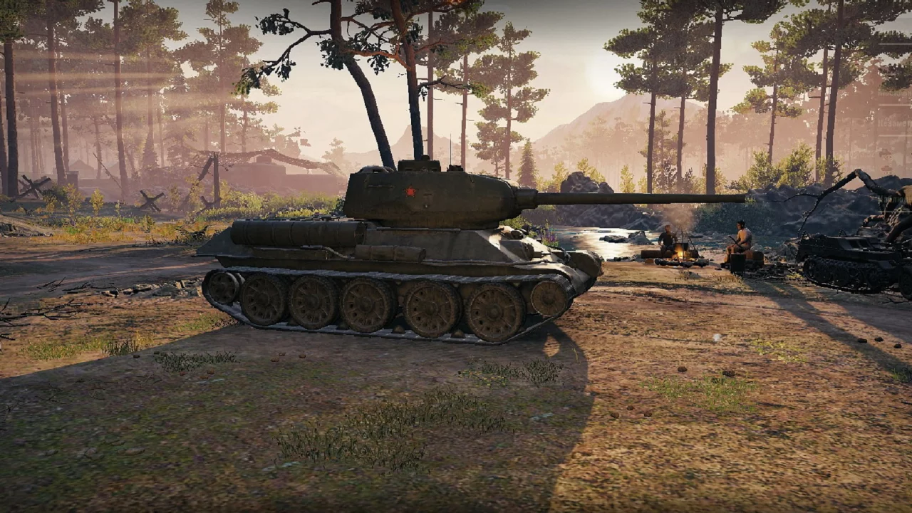игра, арт, world of tanks, танк, ссср, т 34 85м, рассвет, солдаты, wargaming net
