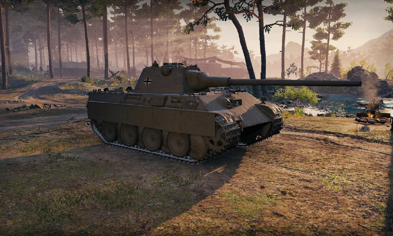 игра, арт, world of tanks, танк, немецкий, panther mit 8, 8 cm l71, рассвет, солдаты, wargaming net