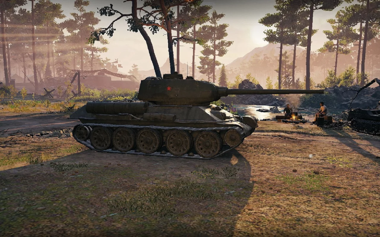 игра, арт, world of tanks, танк, ссср, т 34 85м, рассвет, солдаты, wargaming net
