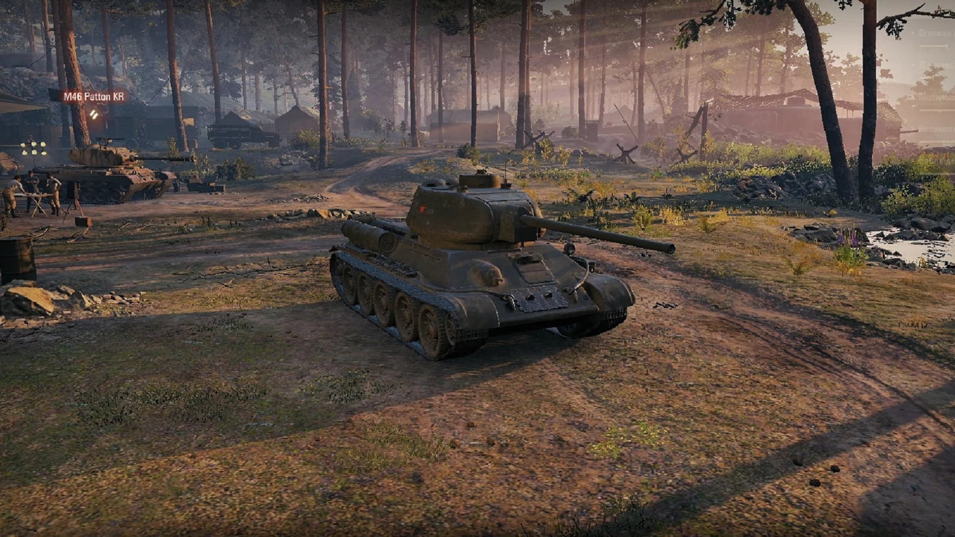 игра, арт, world of tanks, танк, ссср, т 34 85, рассвет, солдаты, wargaming net