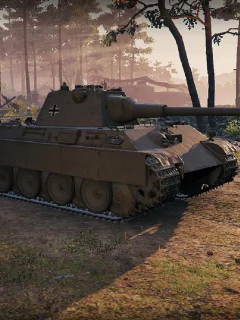 игра, арт, world of tanks, танк, немецкий, panther mit 8, 8 cm l71, рассвет, солдаты, wargaming net